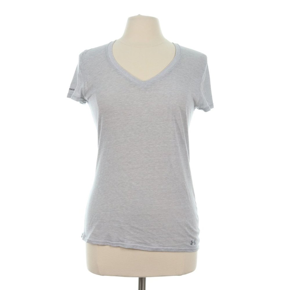 Under Armour Women's Gray Fitted Charged Semi-Sheer V-Neck T-shirt